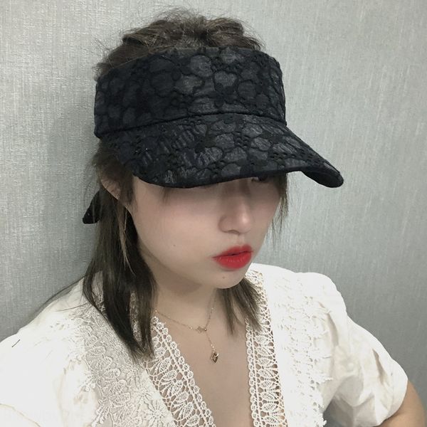 

korean sweet flower lace bow empty female sunscreen cap lace baseball cap sun hat dome baseball hat, Blue;gray