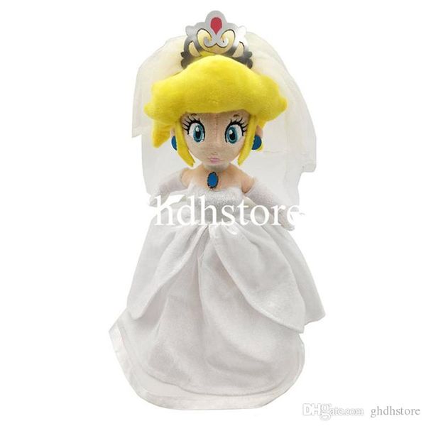 

new 13" 33cm super mario bros odyssey princess peach with wedding dress plush doll anime collectible dolls stuffed gifts soft toys