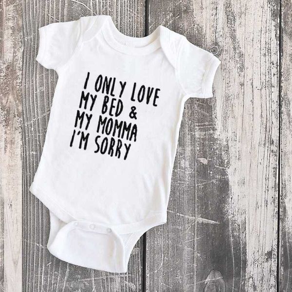 

i only love my bed and my momma i'm sorry tee letter fashion mommy and me family clothing mother's day 2020 baby girl clothes, Blue