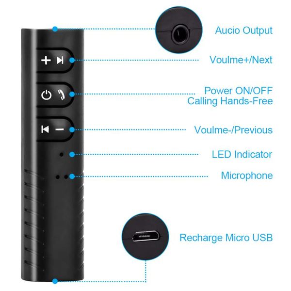 Bluetooth Araba Kiti Mini Kablosuz 4 1 Adaptör Dongle Alıcı Aux 3 5mm Jack Ses Müzik Stereo Taşınabilir 2 4Hz Bilgisayar Headphon273W