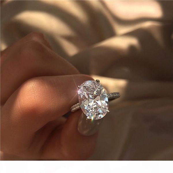 

y vecalon classic 925 sterling silver ring set oval cut 3ct diamond cz engagement wedding band rings for women bridal bijoux, Slivery;golden