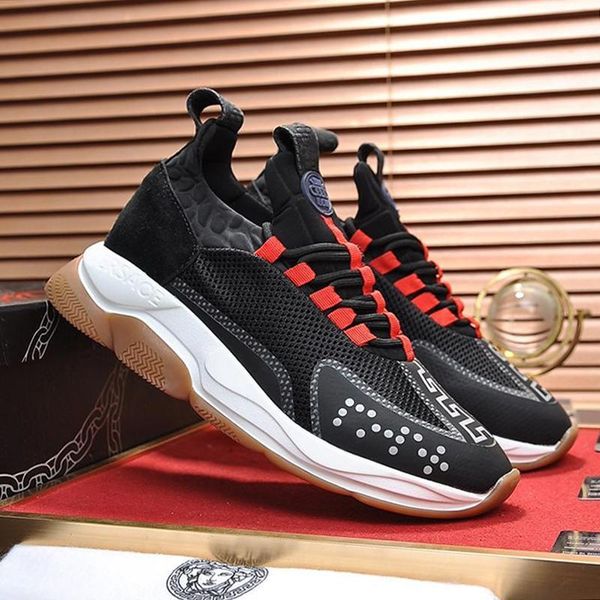 

cross chainer sneakers mens shoes with origin box fashion designer outdoor walking vintage shoes casual plus size lace -up low men shoes, Black