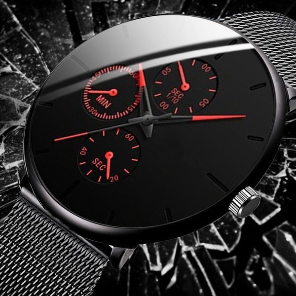 

2020 fashion mens business black stainless steel mesh belt quartz wrist watch luxury men ultrathin casual classic watch, Slivery;brown