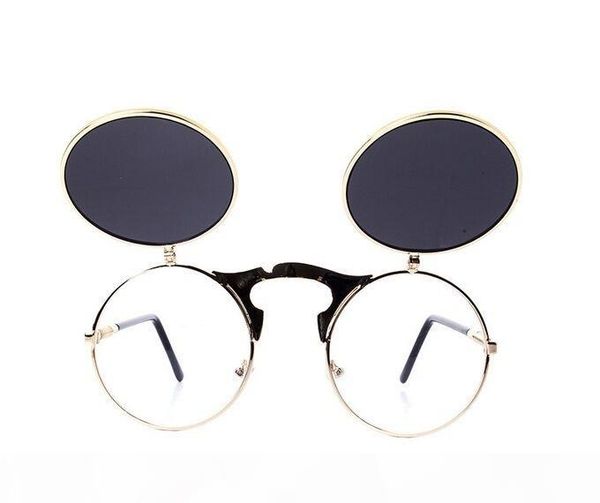

2020 steampunk round sunglasses women designer steam punk metal sunglasses men retro sun glasses masculino m009, White;black