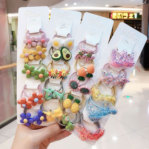 

10 set headband lovely fruit series ponytail holder baby rubber band hair ornament princess headband hair rubber band coletero, Slivery;white