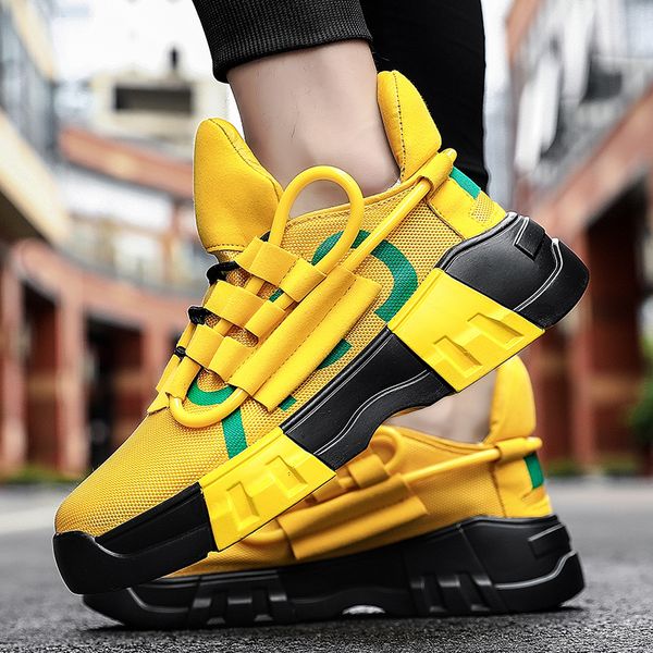 

2020sell sports shoes men yellow ins running shoes plus size zapatillas height increasing classical retro sneakers