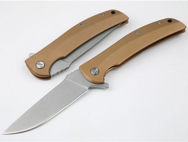 Hochwertiges russisches Flipper-Klappmesser D2 Stone Wash Drop Point-Klinge, Edelstahlgriff, Kugellager, schnell zu öffnende Messer