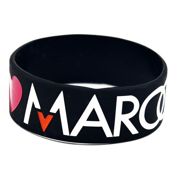 

1pc 1 inch wide black maroon 5 silicone bracelet for music fans, Golden;silver