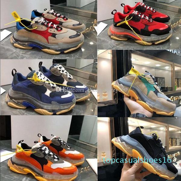 

2019 crystal bottom triple-s leisure shoes luxury dad shoes platform triple s sneakers for mens women vintage kanye old grandpa trainer c15, Black
