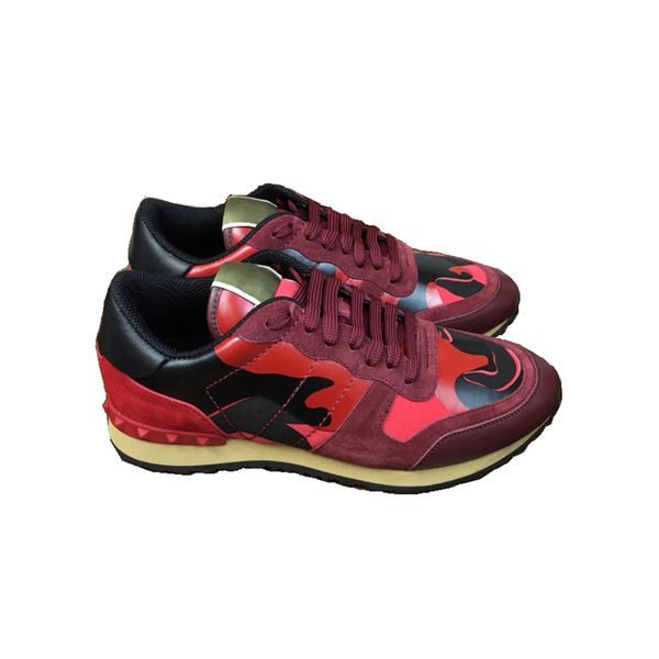 

2020 [original box] fashion stud camouflage sneakers shoes footwear men women flats luxury designer rockrunner trainers casual shoes, Black