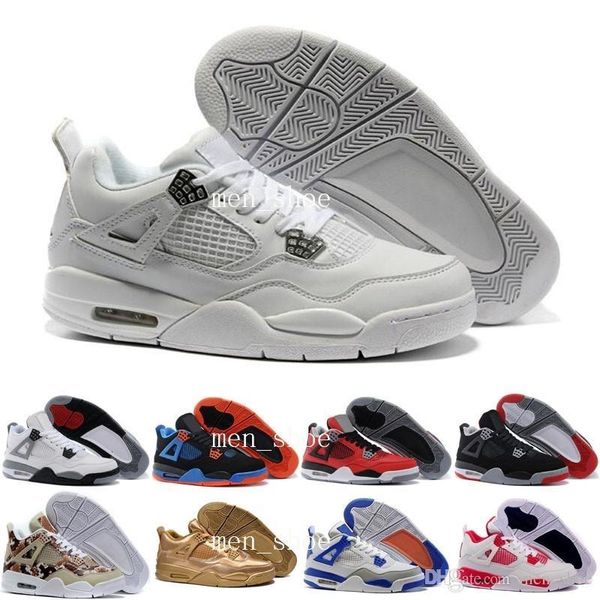 

with box] black cats 4s men basketball shoes outdoor sports shoes women atheletic sneaker 4 black red white