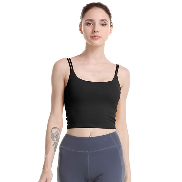 

women's exposed navel sports vest fitness yoga sports suspender vest, Black;blue