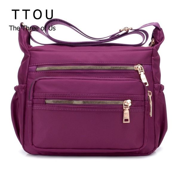 

ttou women casual messenger bag female nylon shoulder bag zipper crossbody girl daily multilayer