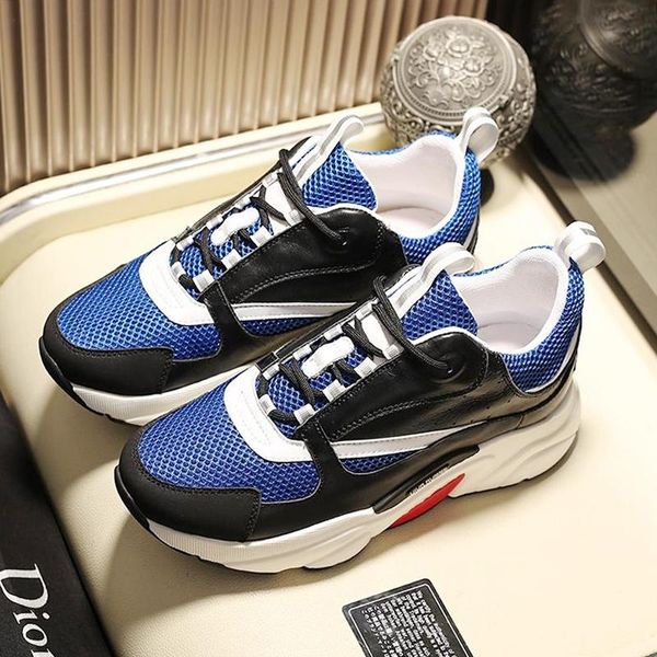 

comfortable mens shoes b22 canvas and calfskin sneaker autumn and winter lace -up men shoes luxury outdoor walking chunky footwears drop, Black