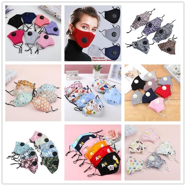 

us stock kids mask designer breathing valve filter pm2.5 cotton face mouth mask dustproof protective mask cartoon face masks washable