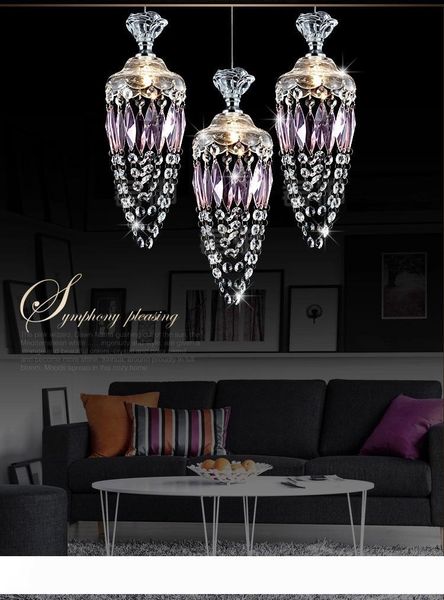 

led drop light modern dining room ceiling lamp purple crystal pendant light for kitchen island lighting bedroom lamp
