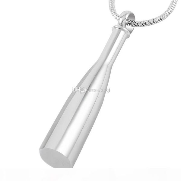 

baseball bat blank stainless steel cremation pendant necklace memory ashes keepsake urn necklace, Silver