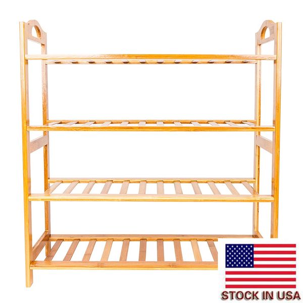 

fashion retro bamboo shoe rack household simple and convenient shoe storage rack wood color concise 12 batten 4 tiers bamboo shoe rack