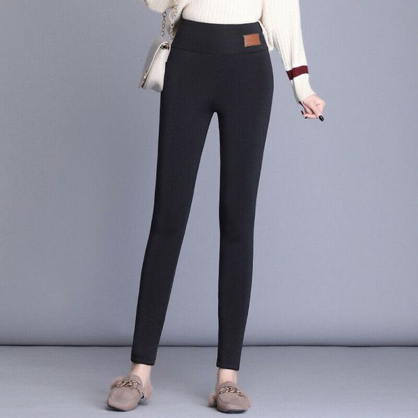 

women winter warm thick leggings fleece lined ankle length black pants female high elastic waist pencil pants thermal leggings plus size