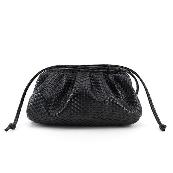 

women woven cloud soft leather handbags single shoulder slant dumpling day clutches bucket bags woman messenger bag