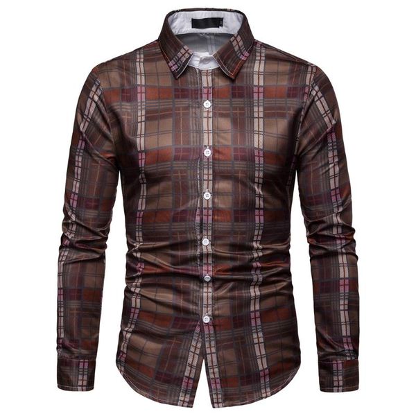 

mens plaid long sleeve slim fit shirts fashion mens business casual dress shirts male camisas masculina 2020 chemise homme 5, White;black