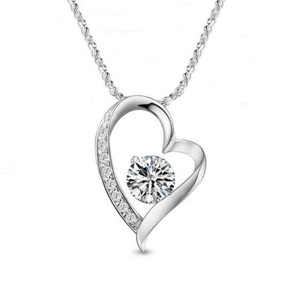 

высокое качество австрийский кристалл алмаза любовь кулон личность ожерелье мода дамы swarovski elements оптовой продажи ювелирных изделий, Silver