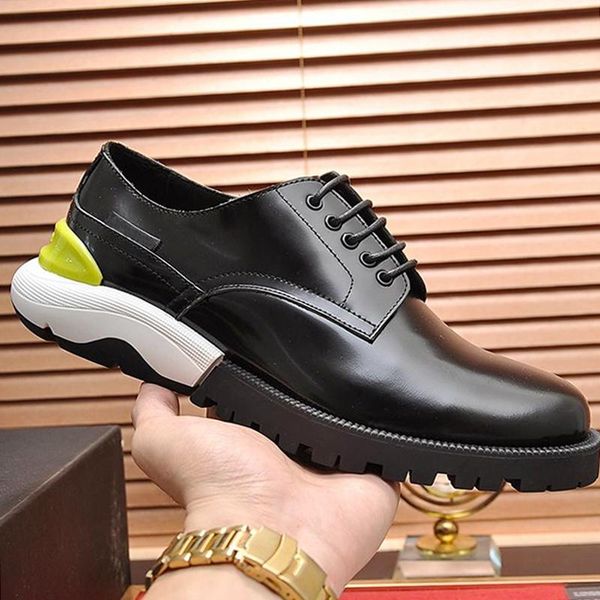 

breathable derby shoes luxury men 's shoes new arrival soft footwears dress wedding formal flats round toe lacing design shoes fast de, Black