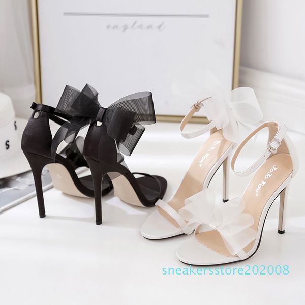 

white black meshy asymmetric bowtie stiletto heels bride wedding shoes luxury designer high heel shoes size 35 to 40 s08