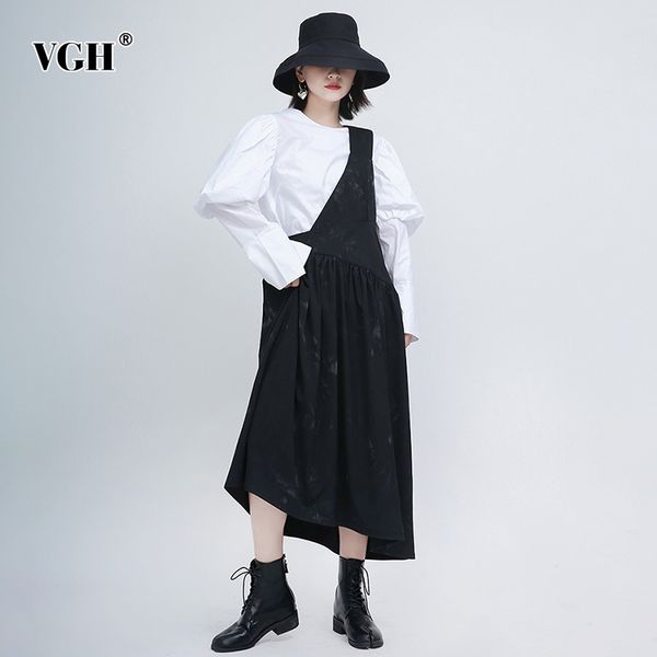 

casual dresses vgh summer dress for women asymmetrical one shoulder sleeveless high waist tunic backless elegant female 2021 tide, Black;gray