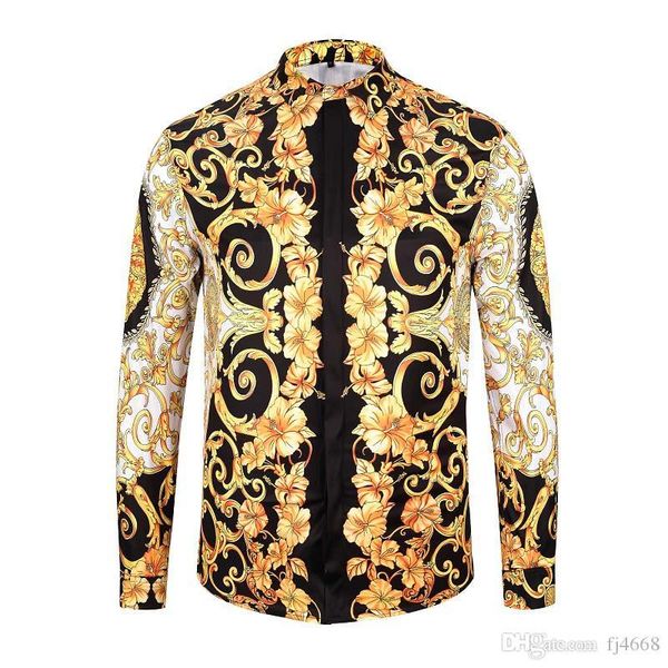 

2019 new men's medusa shirt men's fashion 3d harajuku printed casual shirt long sleeve shirt -2xl, White;black