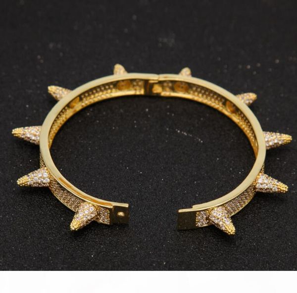 

l rivet bracelet hip hop man band hip hop trend cool gold sliver rose gold colors, Black