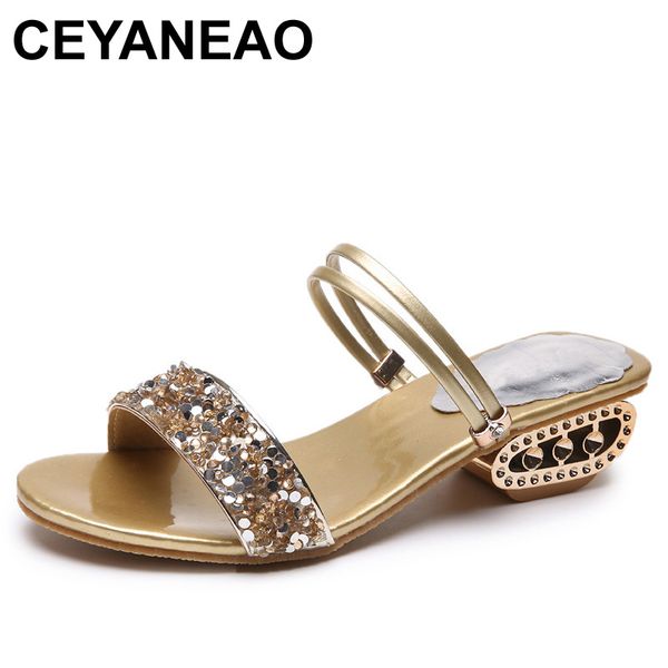 

ceyaneao 2020 summer sandals for women high-heeled shoes; luxury designer shoes for women square heels sandals with heels ladies, Black