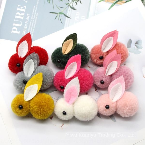 

0cjs5 cartoon wool diy accessories mobile phone big rabbit mobile phone shell decorative materials handmade diy plush rabbit head rope hair, Silver