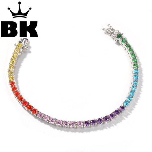 

4mm cubic zircon tennis lovely link bracelet colorful plated luxury copper micro paved cz cuban chain 8inch, Black