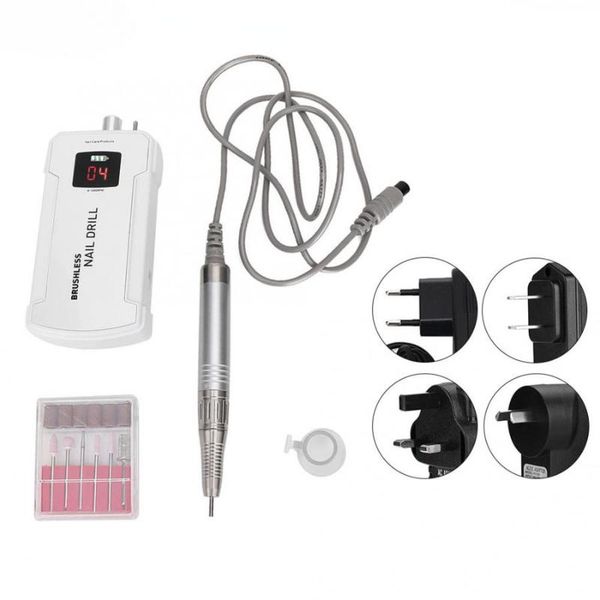 

nail art equipment 35000rpm portable drill machine electric grinding buffing polisher manicure tool white 100-240v pedicure, Silver