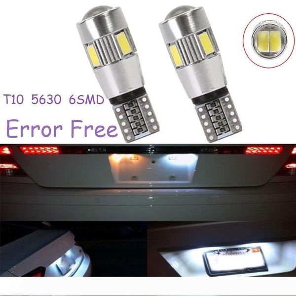 

white t10 6smd 5630 194 501 w5w white car led light bulb canbus error lamps