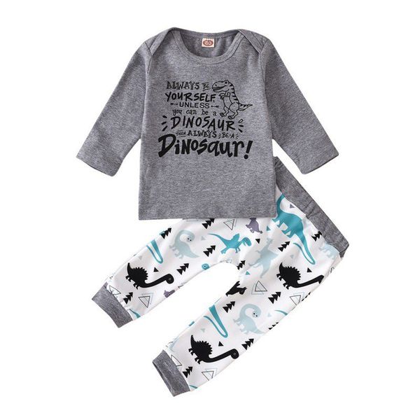 

мальчик одежда топы одежда для новорожденных alphabet динозавр печататься футболка + dinosaur печати брюки костюм новый arriva hotl, White