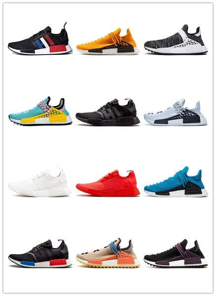 

bbc human race nmd pharrell williams yellow bbc green plaid peace stylist shoes sun glow hu holi men women running shoes, Black