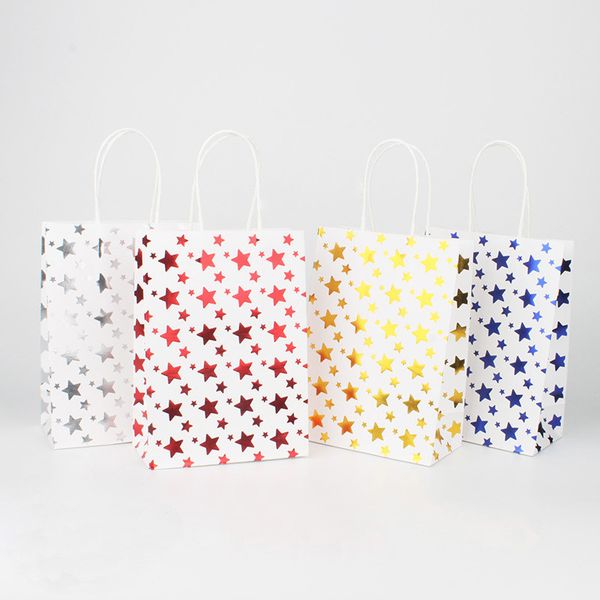 

3/6pcs paper bag stand up colorful star bags favor open gift packing paper treat gift bag candy wedding dragee packaging