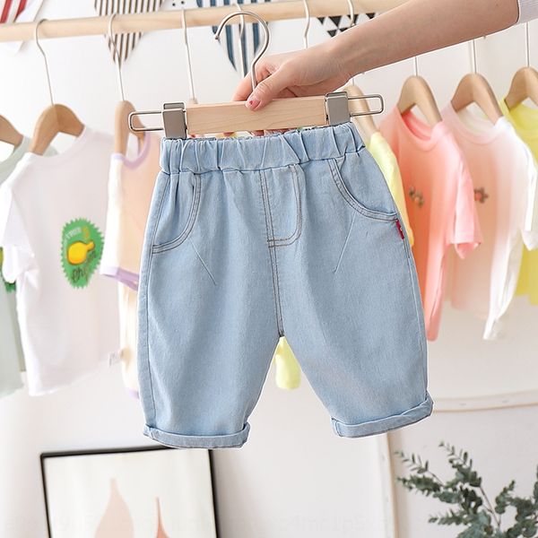 

girls 2020 children's denim five-legged pants children's summer wear shorts and shorts boys handsome fashion, Blue