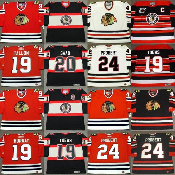 

chicago blackhawks dale tallon jonathan toews troy murray al secord brandon saad cliff koroll stan mikita bob probert hockey jerseys, Black;red