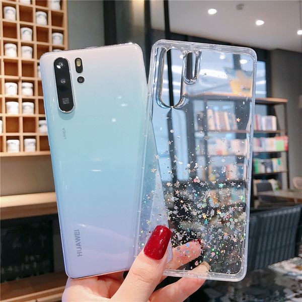 

for huawei p20 p30 nova 3 3i honor 8 8a 8x 9 mate 10 10i 20 20s lite pro v10 v20 glitter sequins clear soft silicone case cover