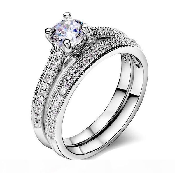 

k victoria wieck choucong fashion jewelry round cut 925 sterling silver white sapphire cz diamond popular women wedding bridal ring set, Slivery;golden