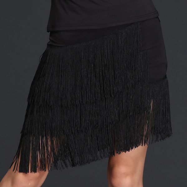 

stage wear fashion latin dance skirt women tango salsa cha ballroom practice samba rumba fringe clothes american clothing dcc382, Black;red