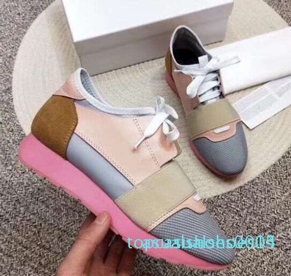 

race runner white leather sneakers designer low women men shoes casual kanye west style race runner mesh flats, Black