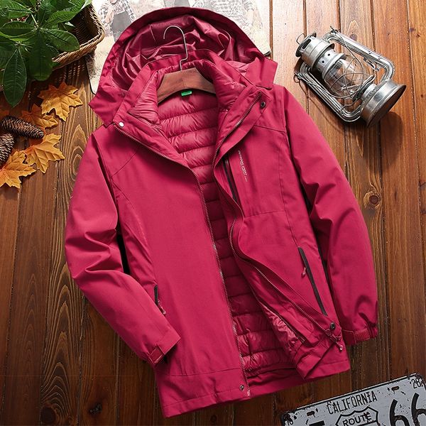 

2019 winter men's three-in-one two-piece outdoor ski suit women's coat down jacket coat down jacket, Blue;black