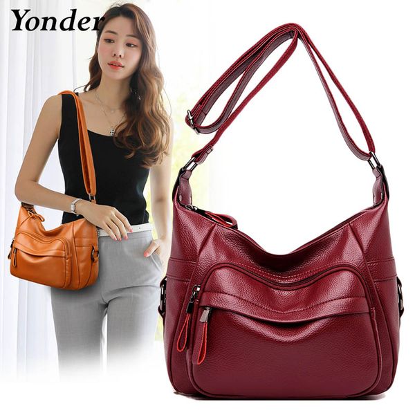 

yonder soft leather woman messenger shoulder crossbody bags for women 2020 luxury handbags women bags designer sac a main wine