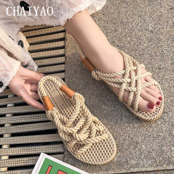 

weave women's sandals 2020 summer new ladies open toe soft ankle strap female shoes fashion flatform beach women's footwear, Black