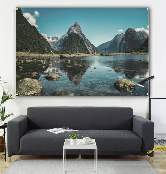 

mountain, river, water, painting, flag hanging, living room decoration, sofa background, 600d4 buckle, 100 * 150cm