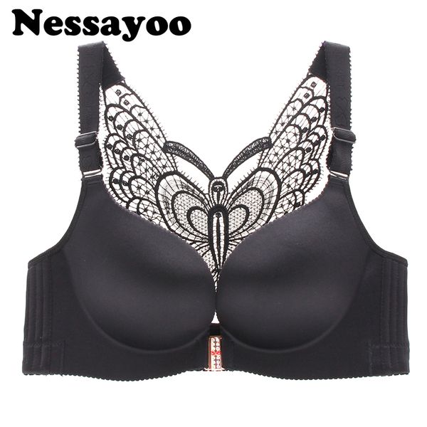 

seamless front closure bra big size butterfly adjustable push up bra plus size for women large c d e cup brassiere, Red;black